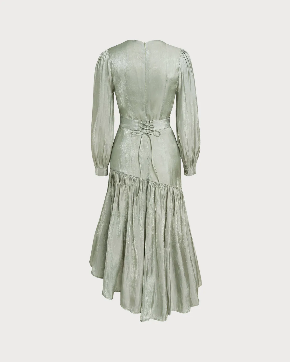 Green Boat Neck Ruched Maxi Dress sold by rihoas product image thumbnail 2