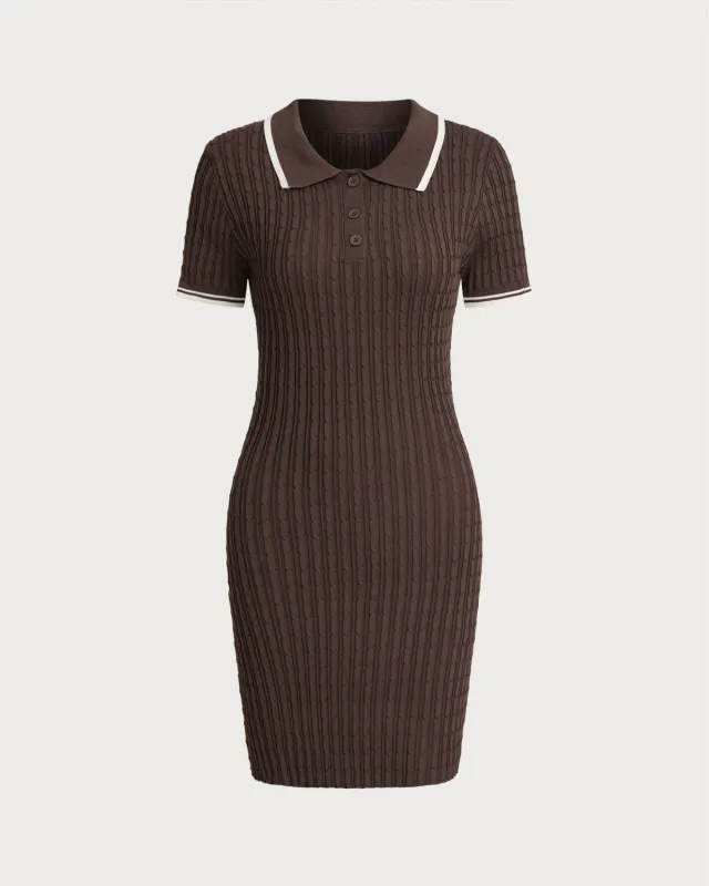 Coffee Bodycon Sweater Mini Dress sold by rihoas