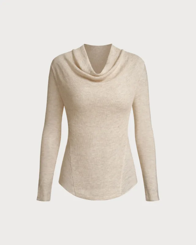 Apricot Cowl Neck Knit Tee sold by rihoas