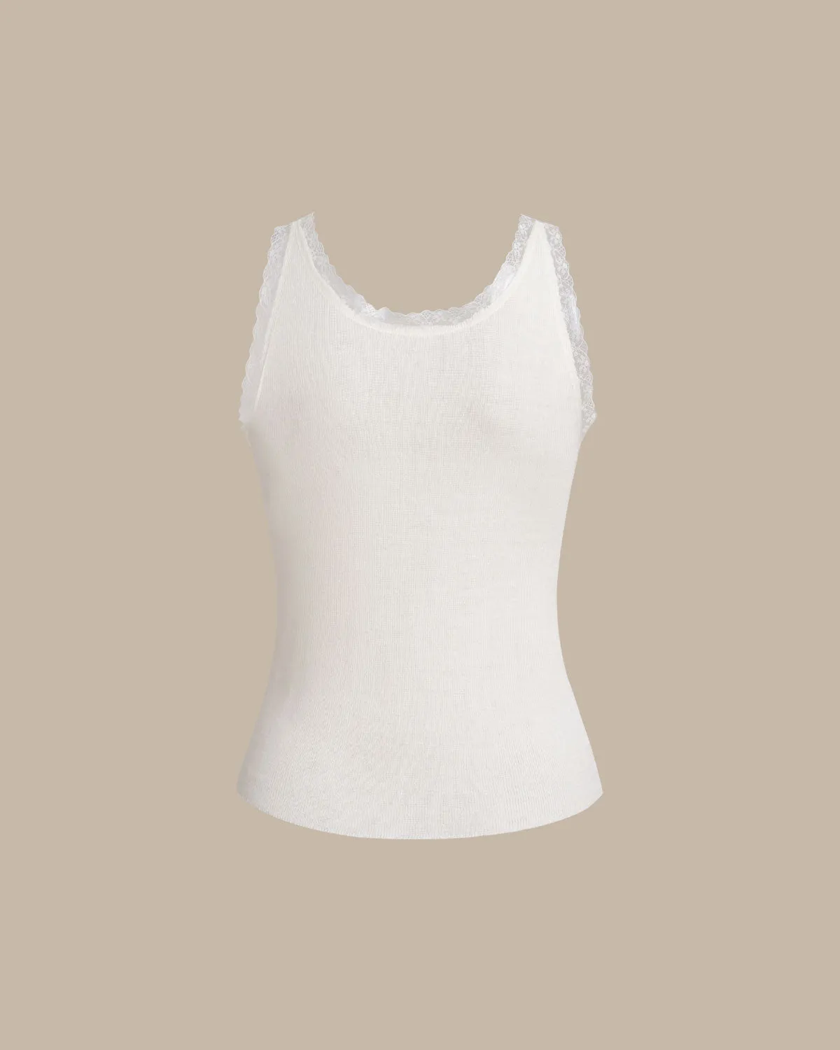 White V Neck Lace Knit Cami Top sold by rihoas product image thumbnail 2