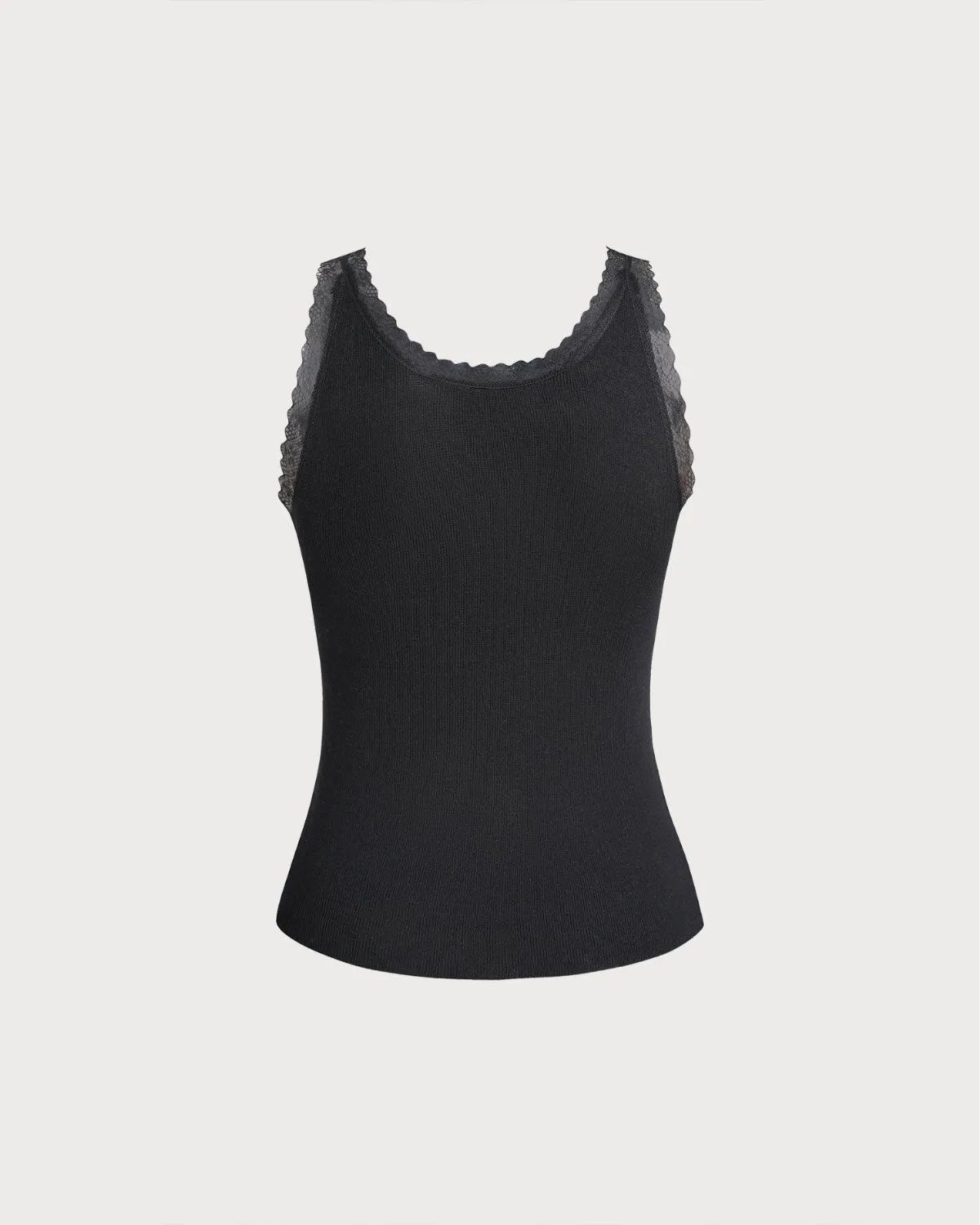 Black V Neck Lace Knit Cami Top sold by rihoas product image thumbnail 2