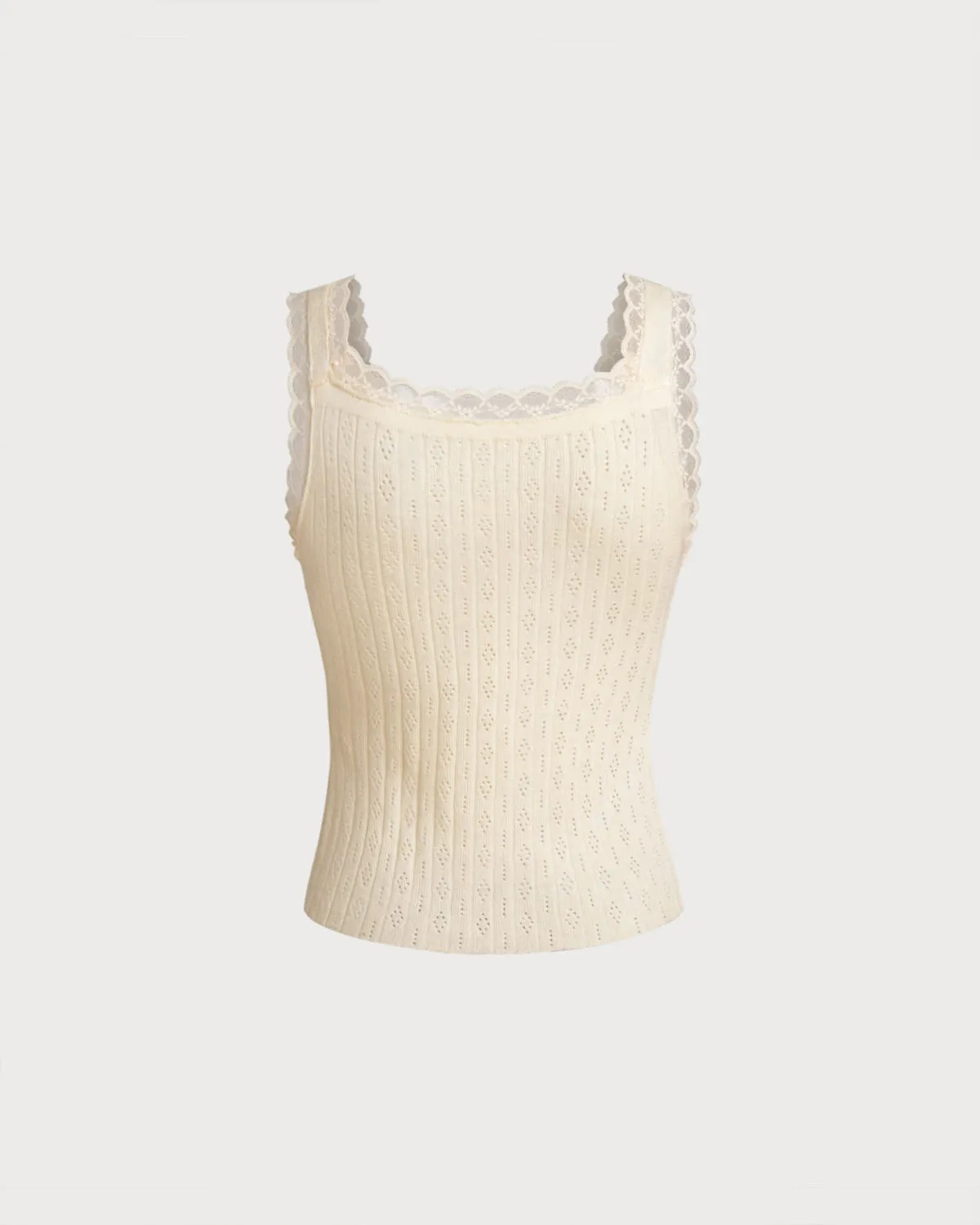 Yellow U Neck Knit Tank Top sold by rihoas product image thumbnail 2