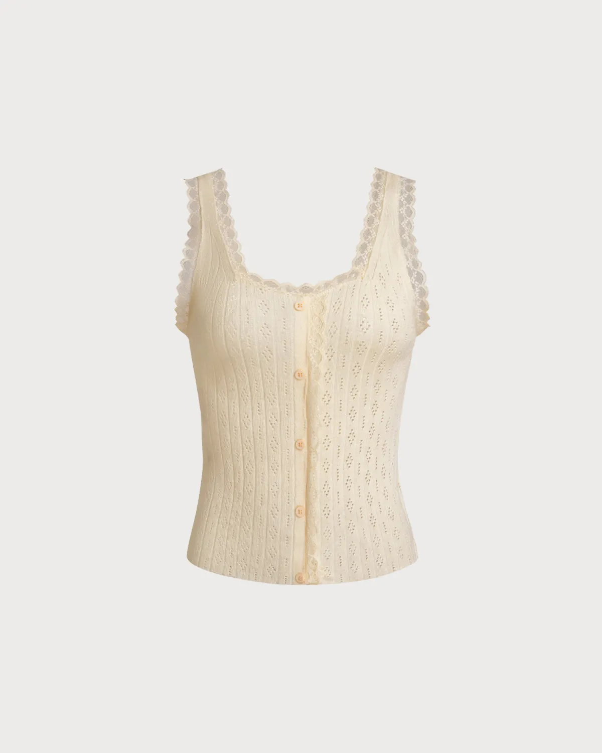 Yellow U Neck Knit Tank Top sold by rihoas