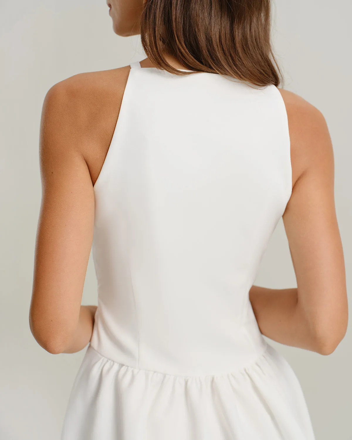 White A-Line Sleeveless Mini Dress sold by rihoas product image thumbnail 3