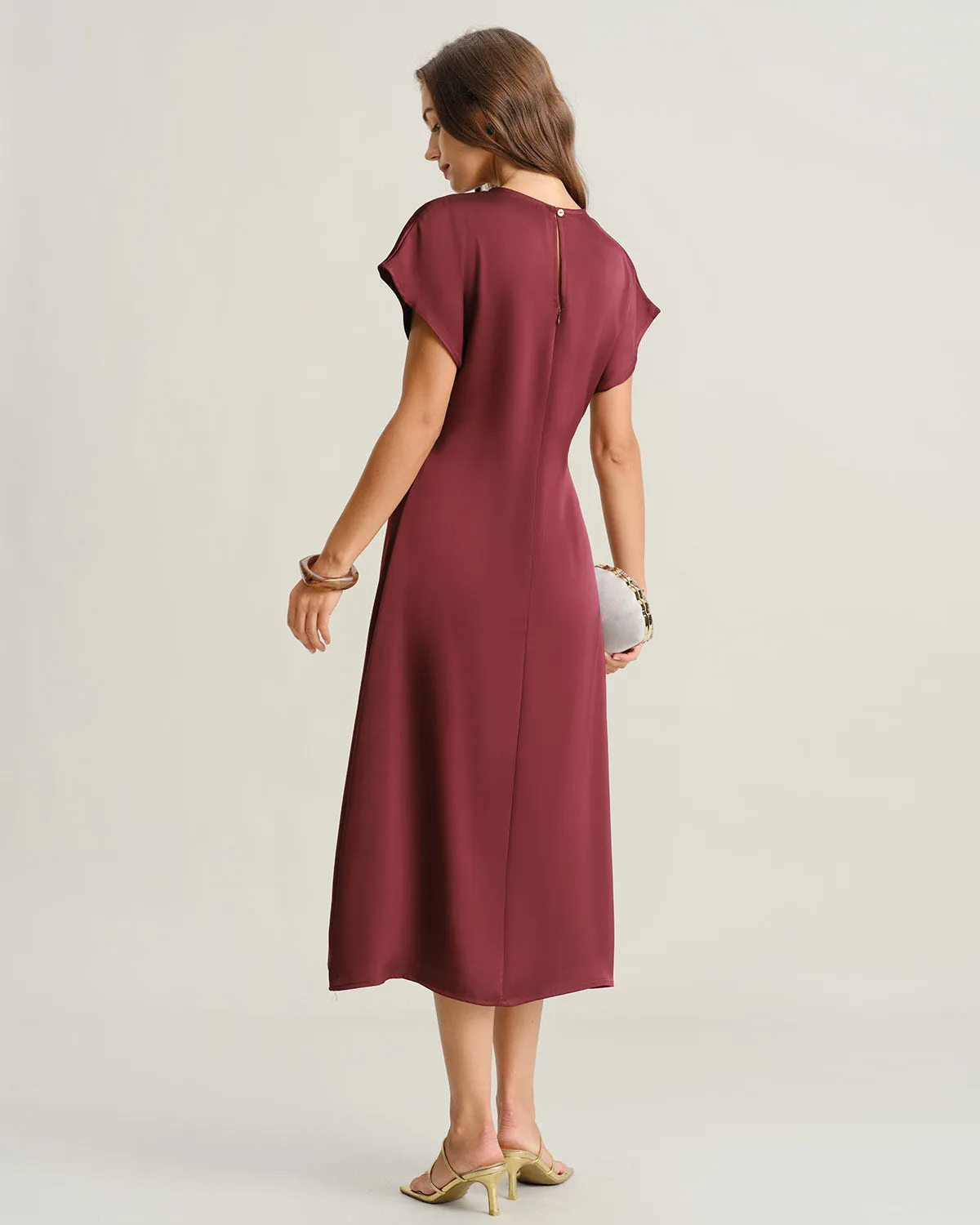 Red Cowl Sleeve A-Line Midi Dresses sold by rihoas product image thumbnail 5