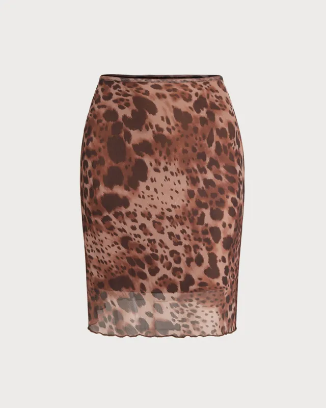 Brown Leopard Print Elastic Waist Mini Skirt sold by rihoas