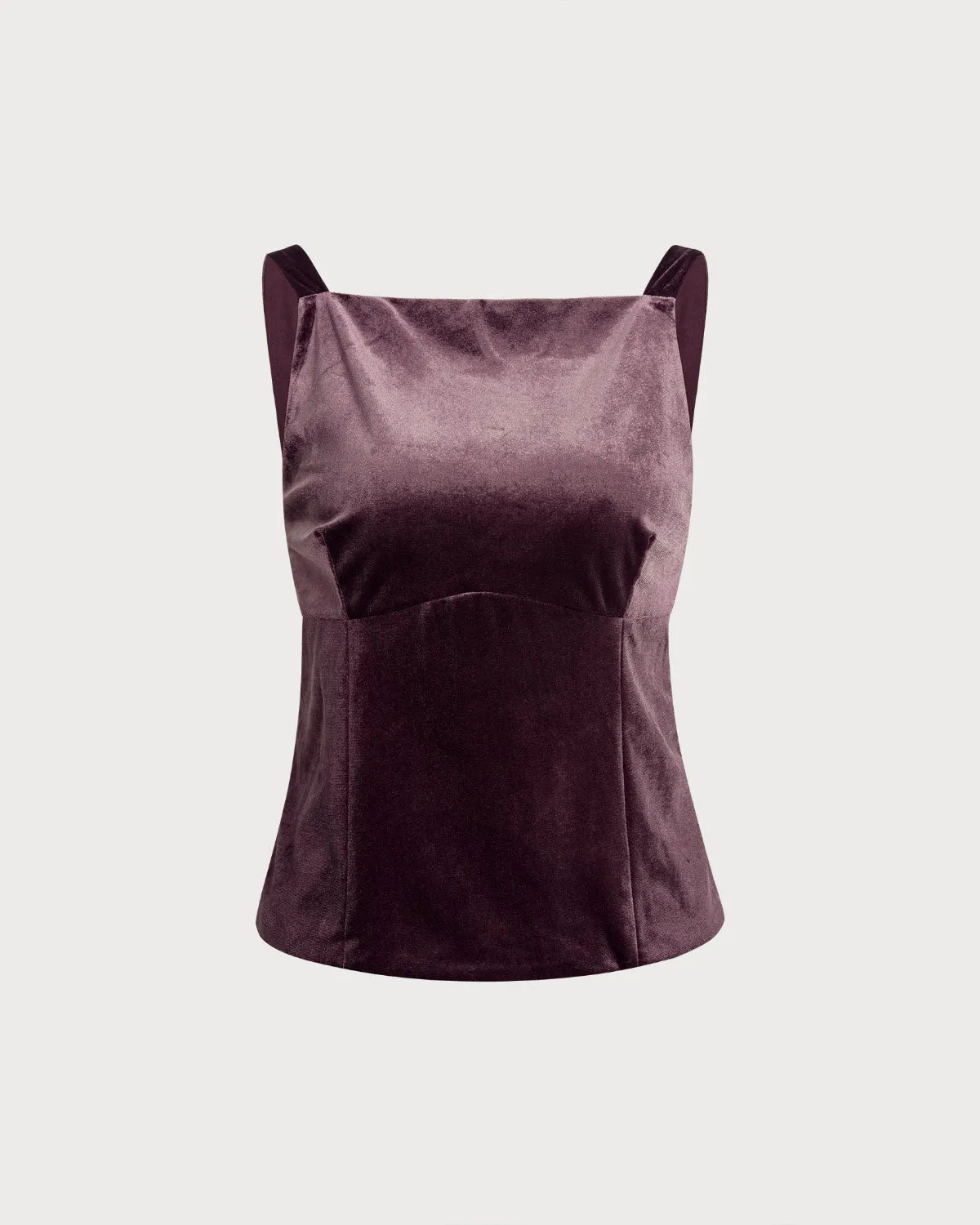 Wine Red Square Neck Velvet Tank Top sold by rihoas
