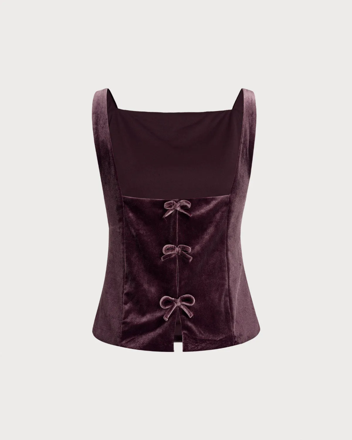 Wine Red Square Neck Velvet Tank Top sold by rihoas product image thumbnail 2