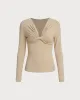 Khaki V Neck Twist Tee sold by rihoas
