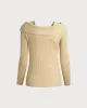 Khaki Asymmetrical Ribbed Knit Sweater sold by rihoas