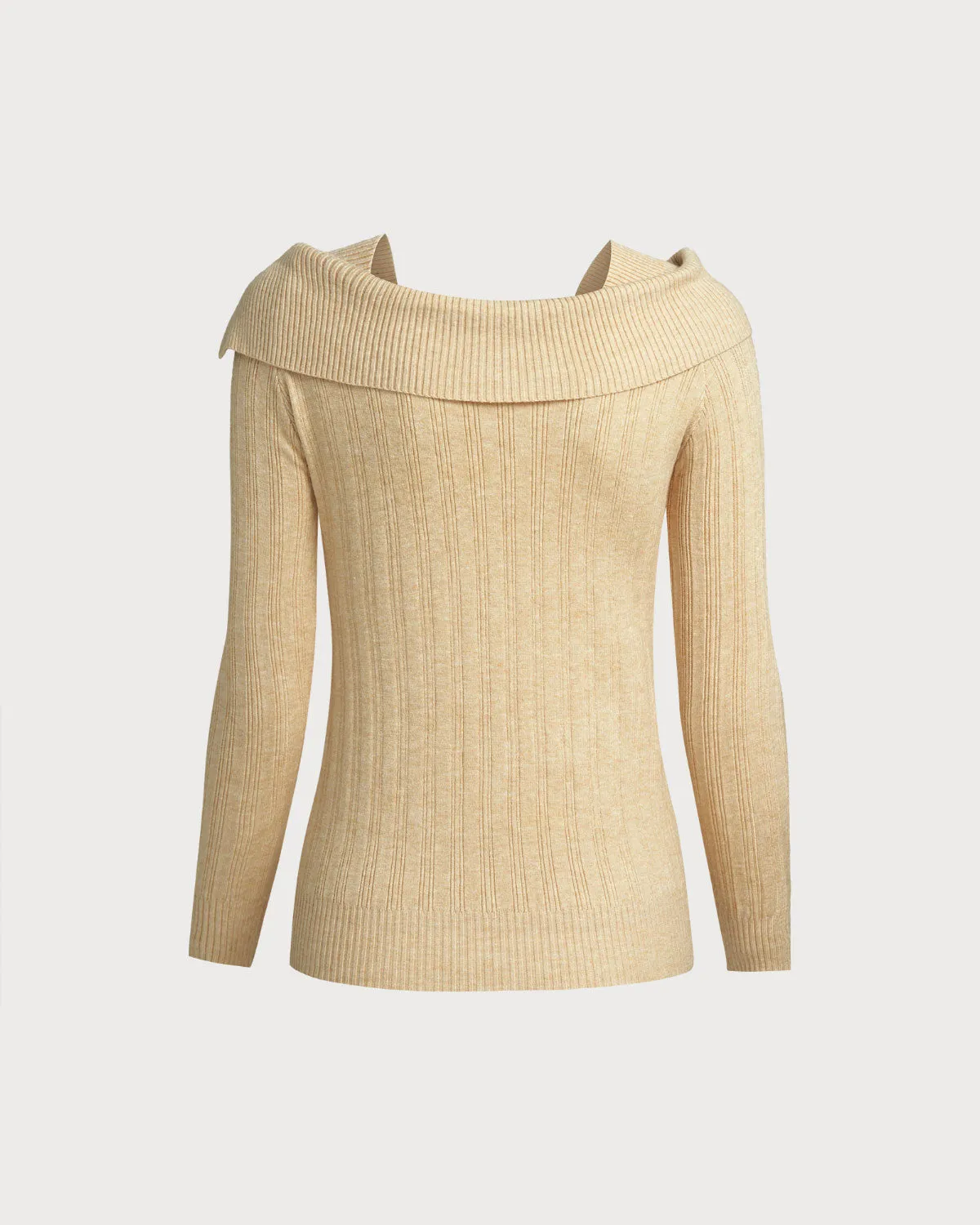 Khaki Asymmetrical Ribbed Knit Sweater sold by rihoas product image thumbnail 2