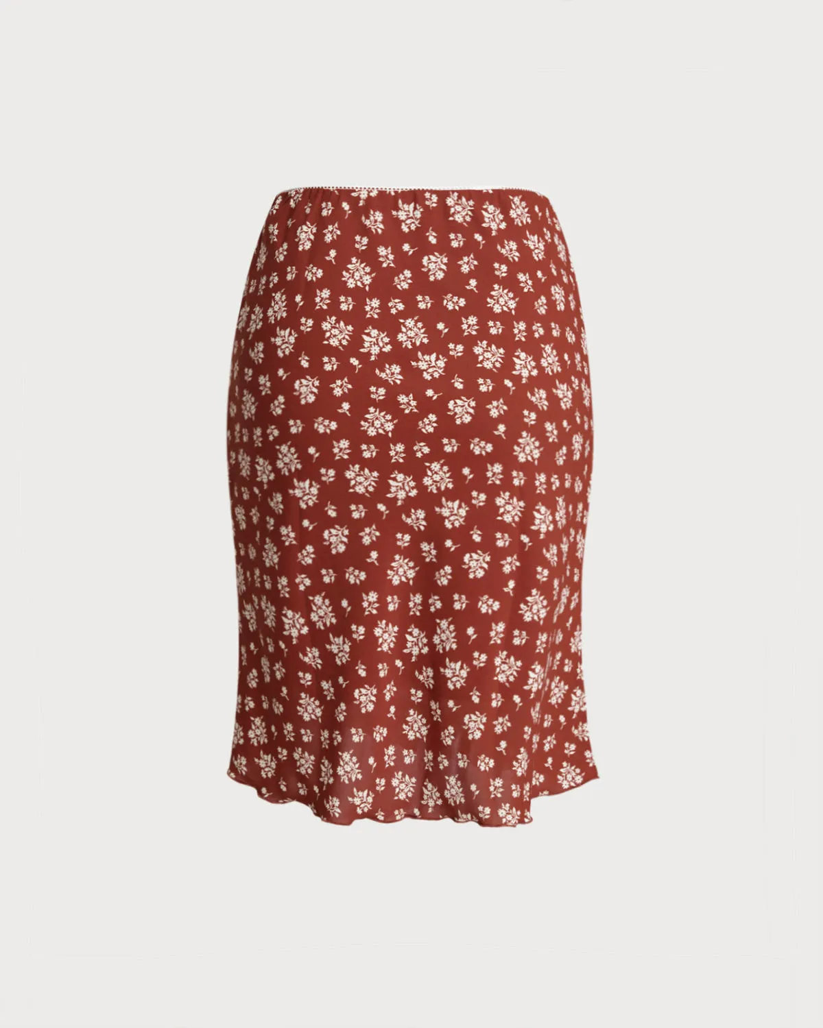 Red Floral Straight Knee-Length Skirt sold by rihoas product image thumbnail 2