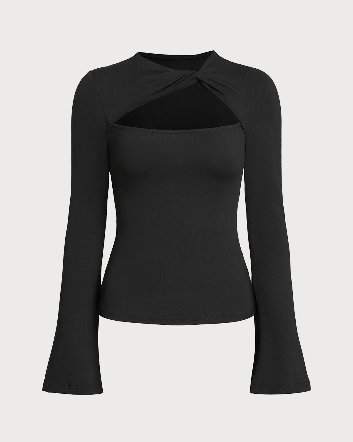 Black Cut Out Slim Knit Tee sold by rihoas