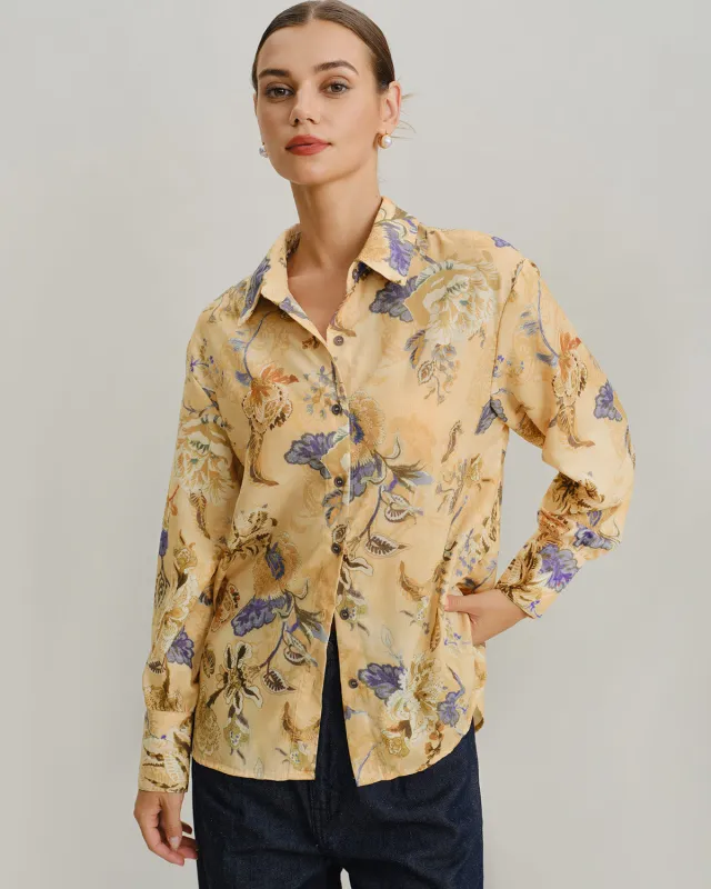 Yellow Floral Loose Shirt sold by rihoas