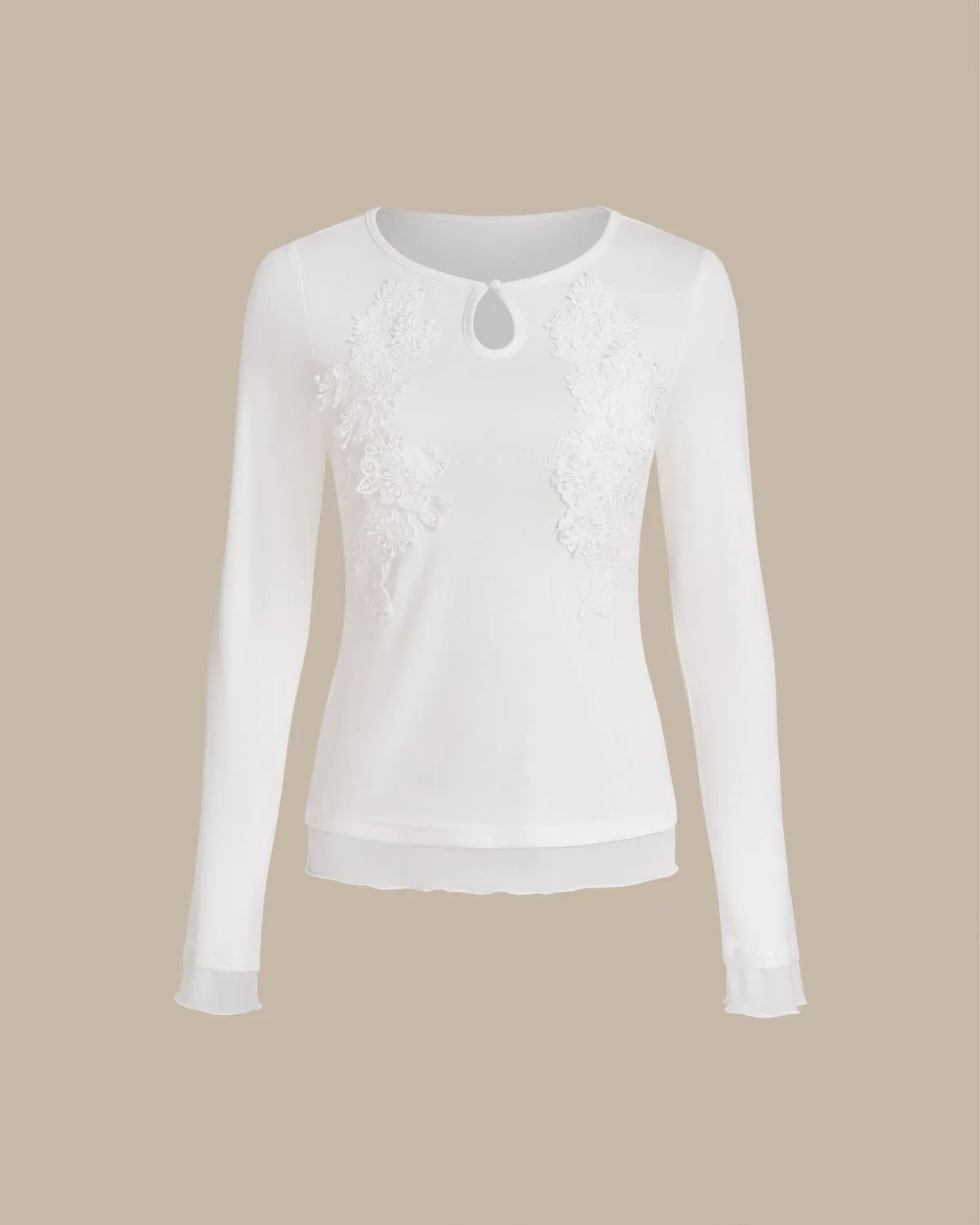 White Round Neck Knit Slim Tee sold by rihoas product image thumbnail 5