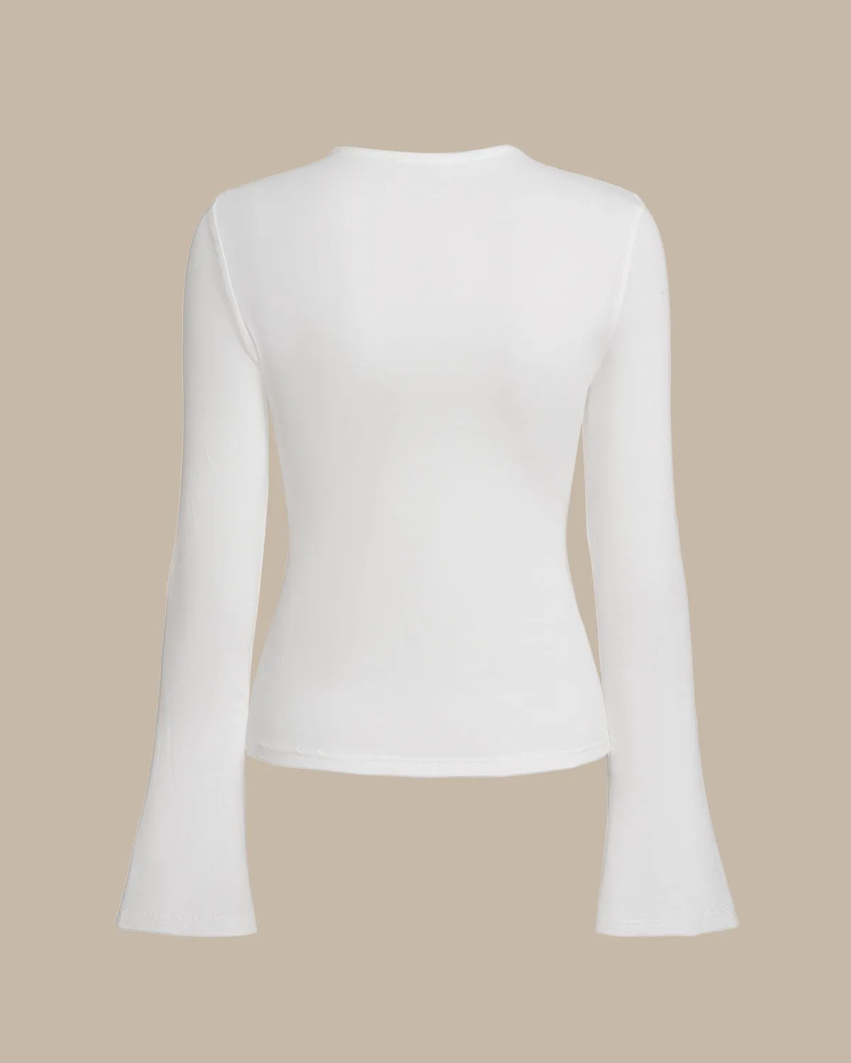 White Round Neck Cutout Slim Tee sold by rihoas product image thumbnail 3