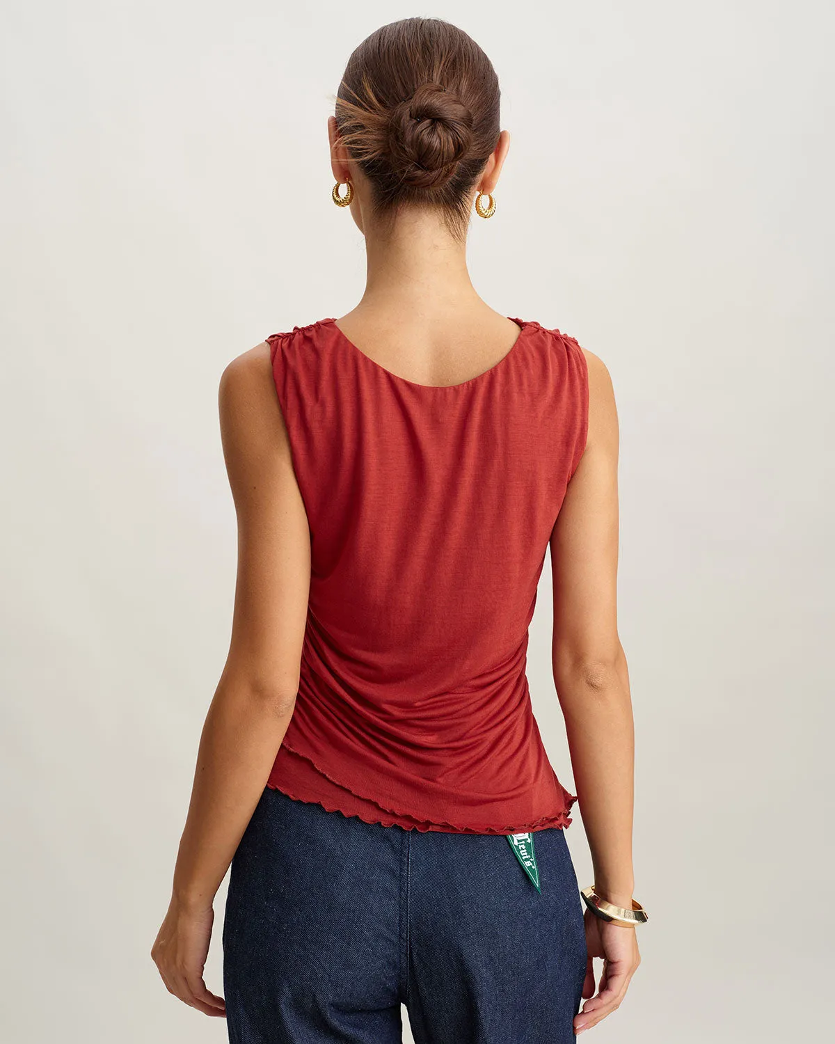 Red Round Neck Cropped Tank Top sold by rihoas product image thumbnail 4