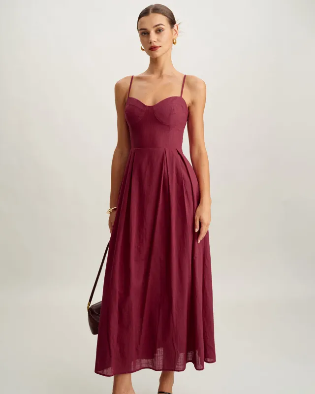 Red Sweetheart Neck Slip Maxi Dress sold by rihoas
