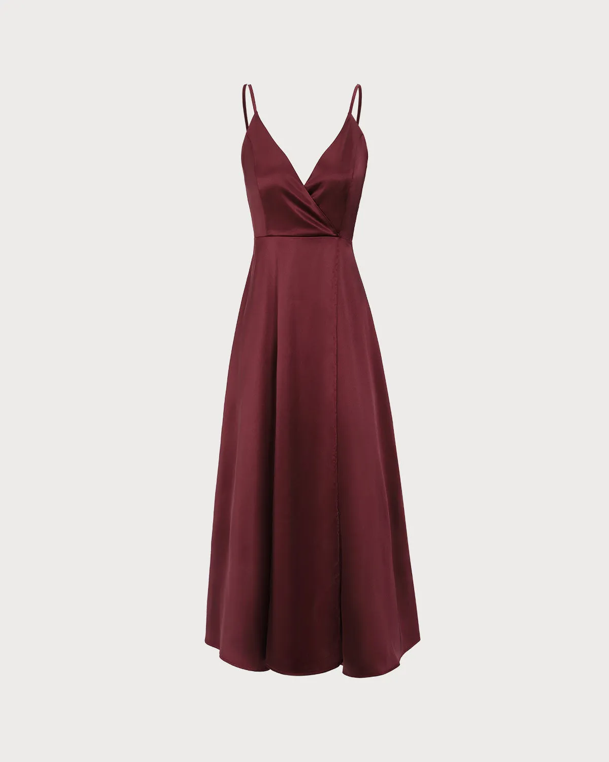 Red Satin Slit Maxi Dress sold by rihoas product image thumbnail 5