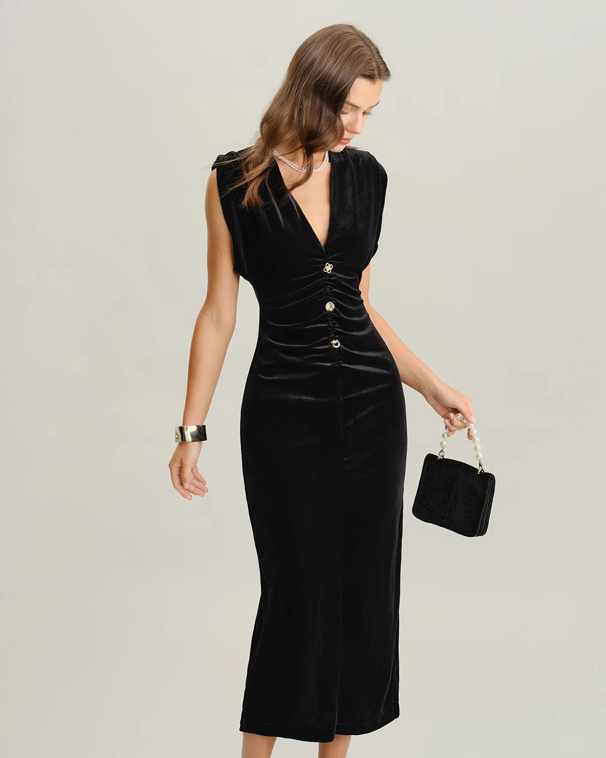 Black Velvet Bodycon Maxi Dress sold by rihoas