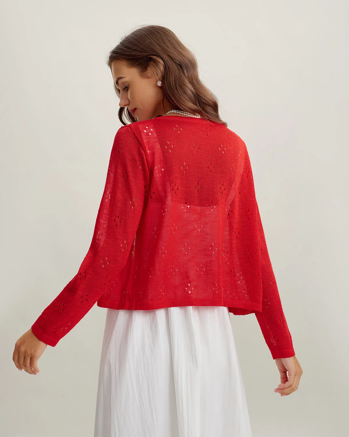 Red See-through Cardigan sold by rihoas product image thumbnail 4