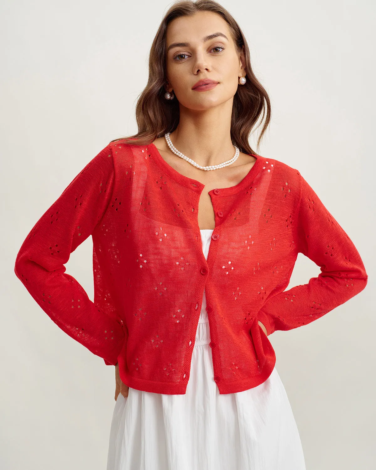 Red See-through Cardigan sold by rihoas