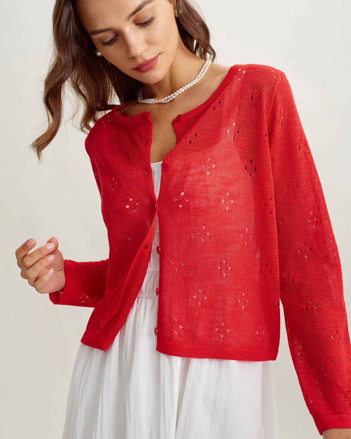 Red See-through Cardigan sold by rihoas product image thumbnail 2