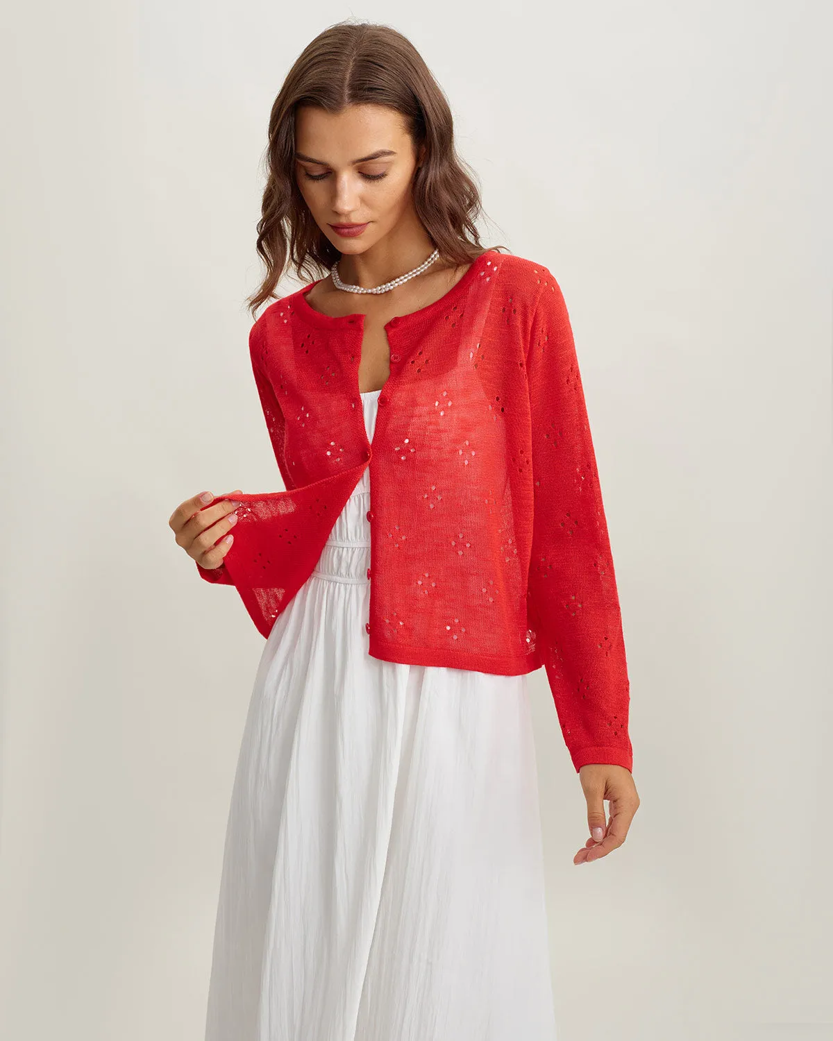Red See-through Cardigan sold by rihoas product image thumbnail 3