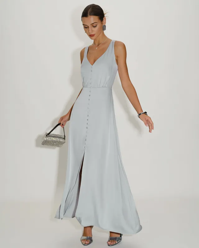 Grey A-Line Sleeveless Maxi Dress sold by rihoas