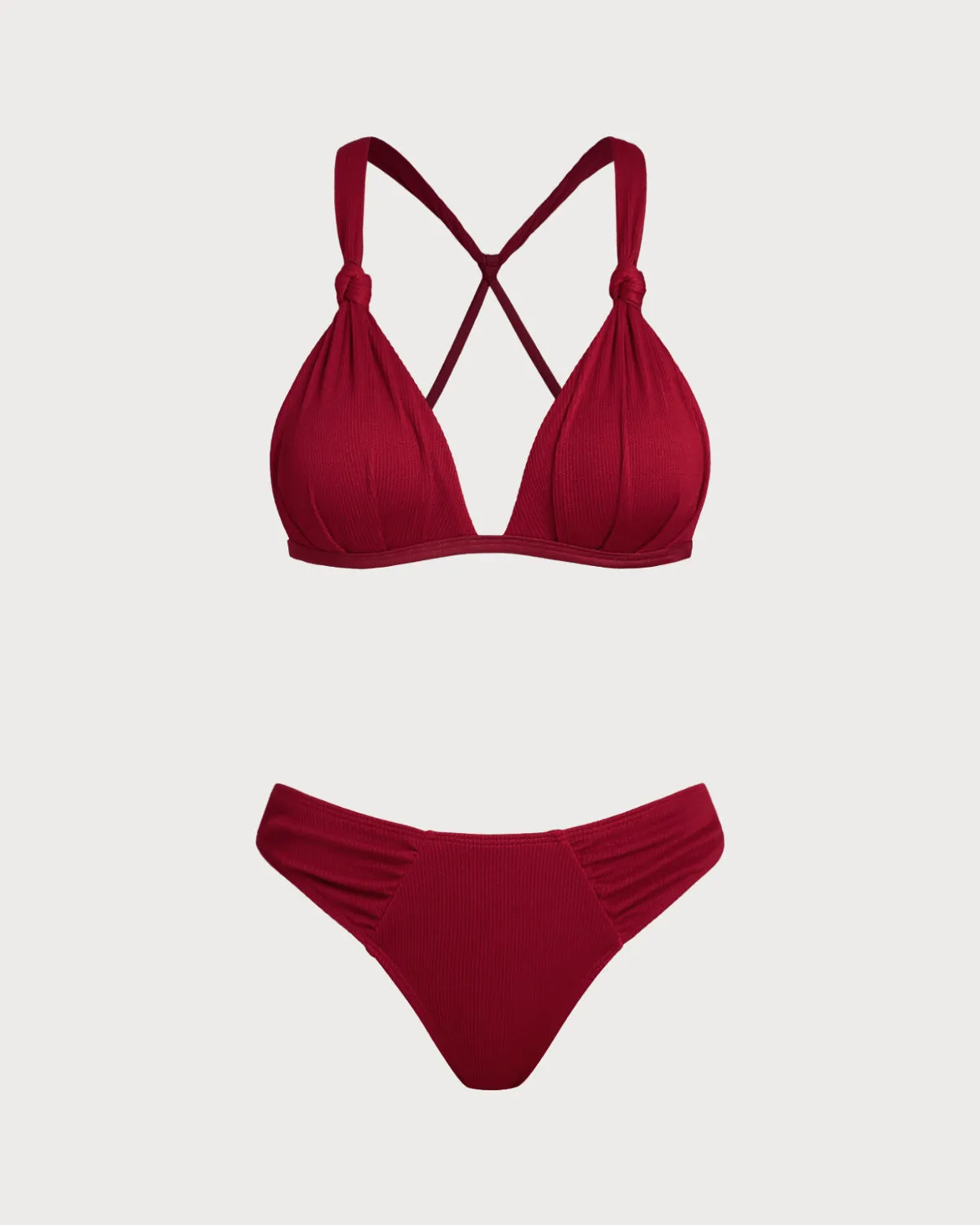 Red Bralette Ruched Bikini Set sold by rihoas