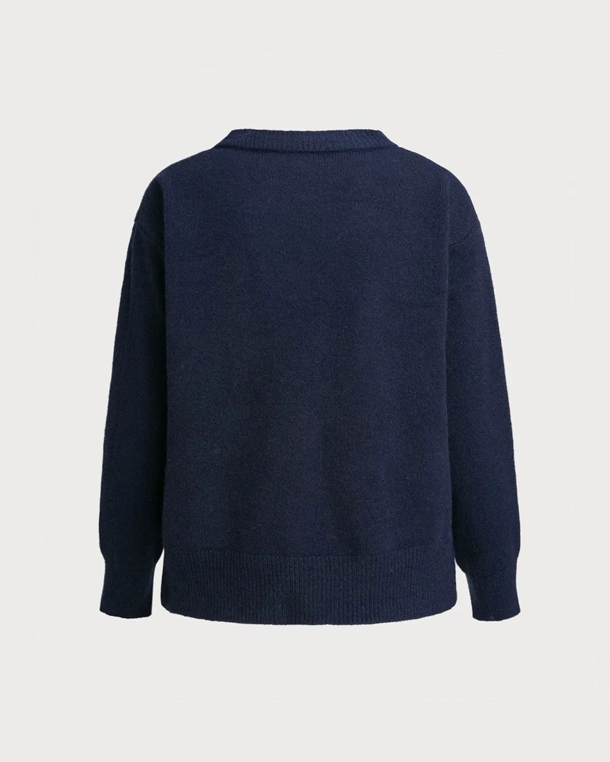 Navy Single Breasted Knit Cardigan sold by rihoas product image thumbnail 2