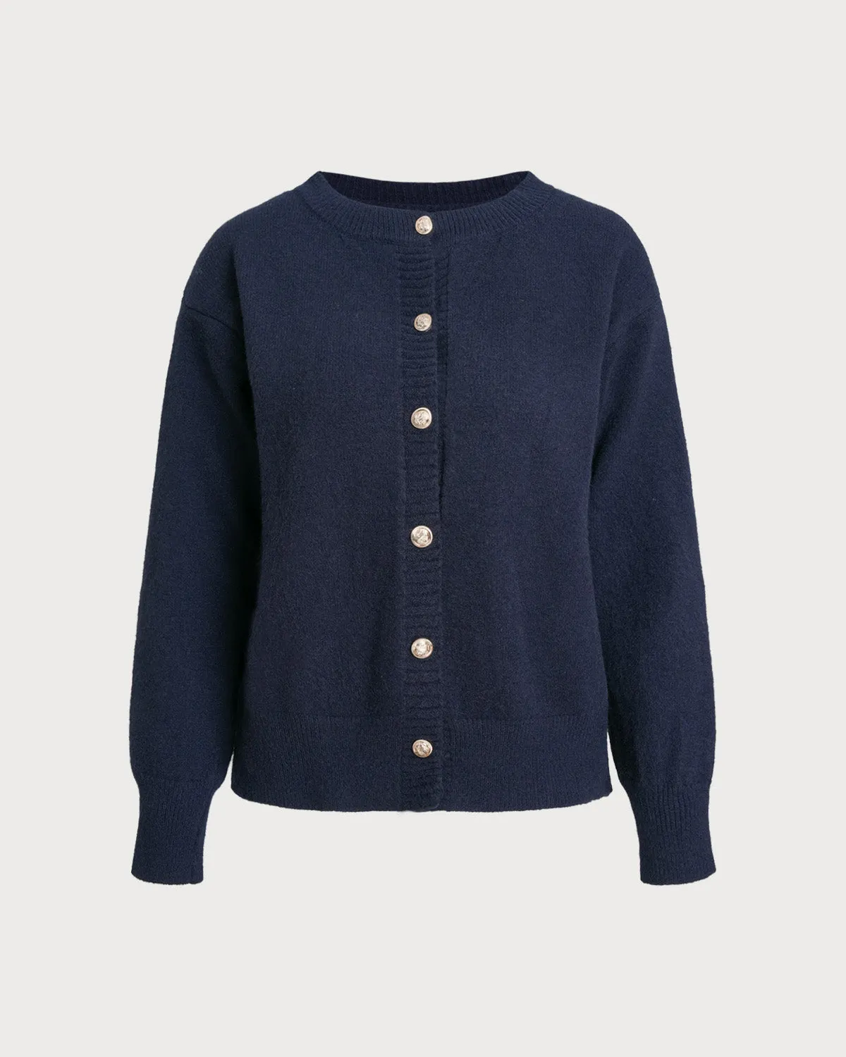 Navy Single Breasted Knit Cardigan sold by rihoas