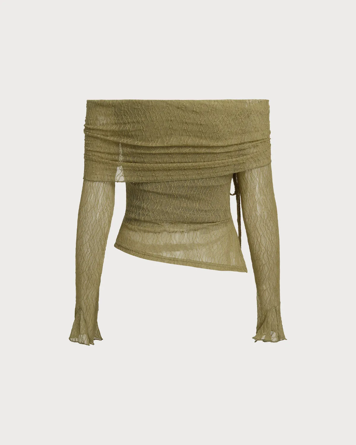 Grey Off The Shoulder Bell Sleeve Tee sold by rihoas product image thumbnail 2