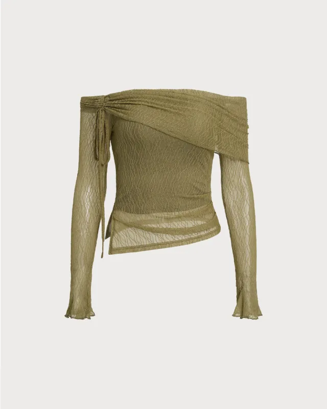 Grey Off The Shoulder Bell Sleeve Tee sold by rihoas