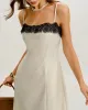 White Lace Contrasting Slip Midi Dress sold by rihoas