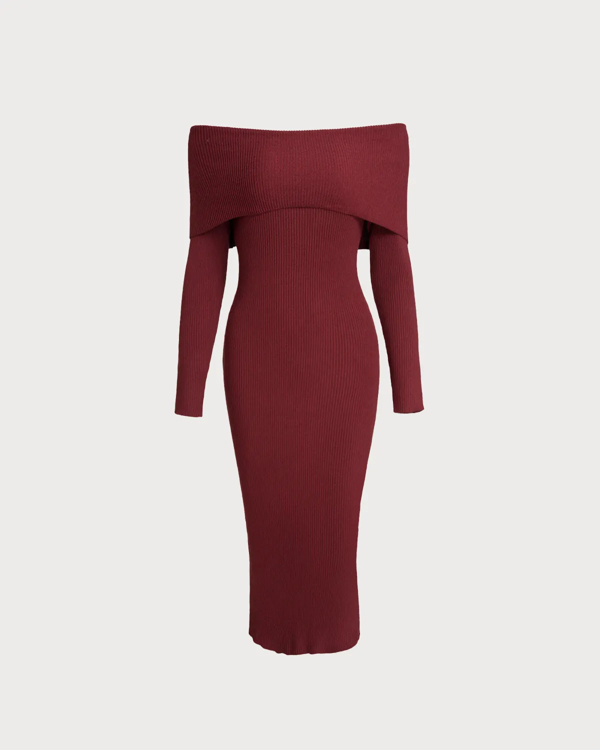 Red Off The Shoulder Bodycon Sweater Dress sold by rihoas