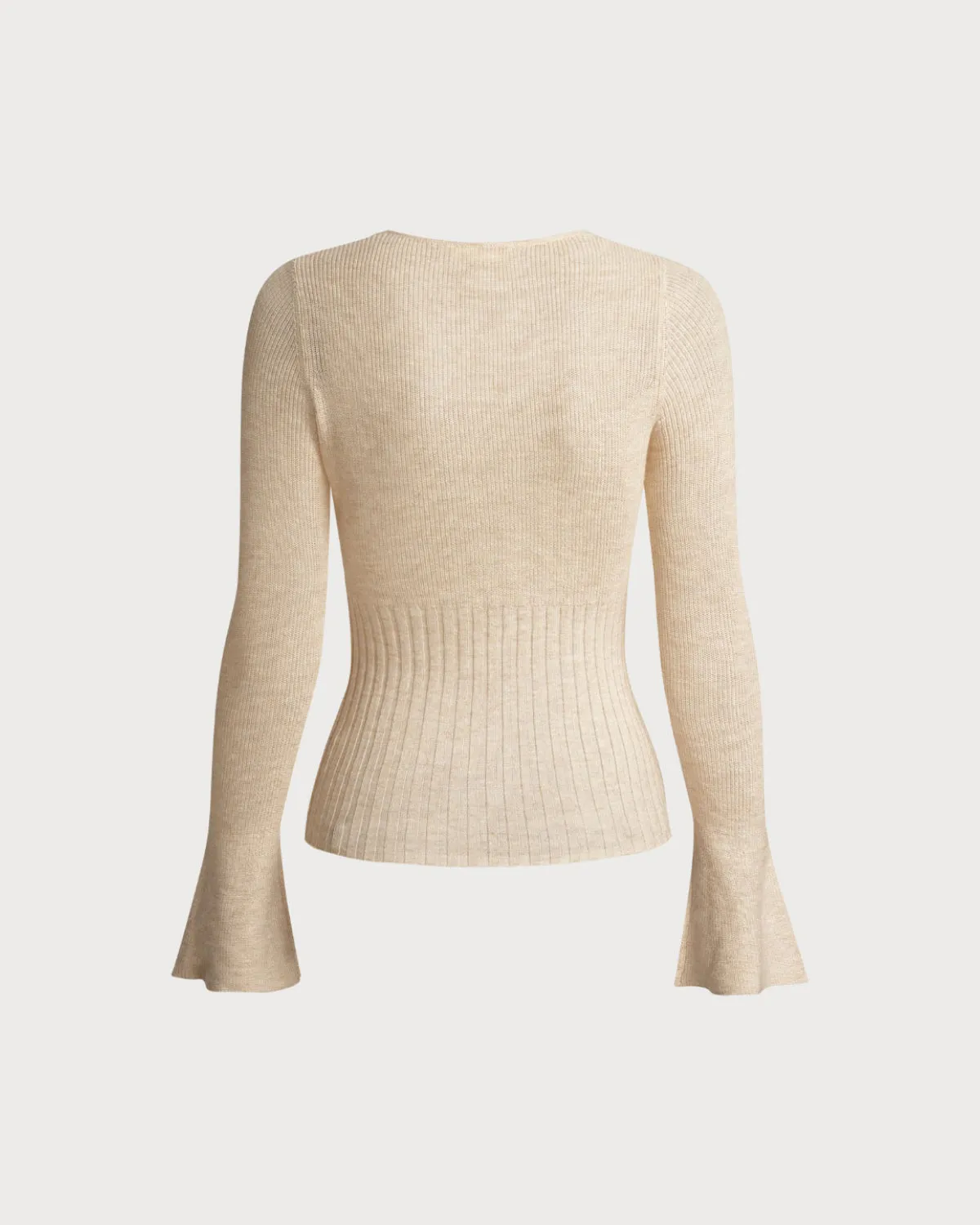 Apricot Bell Sleeve Ribbed Knit Tee sold by rihoas product image thumbnail 2
