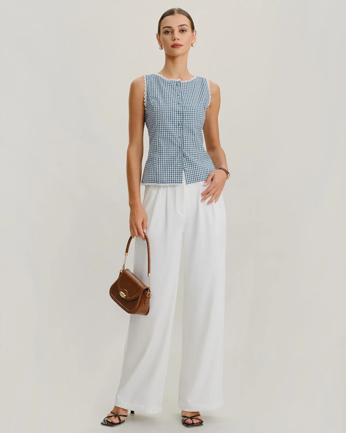 Blue Plaid Boat Neck Tank Top sold by rihoas product image thumbnail 5