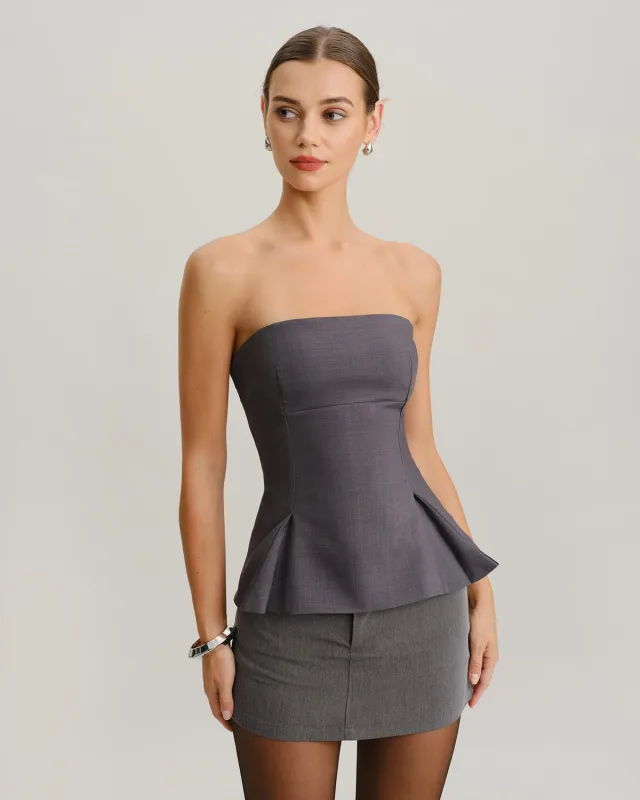 Grey Pleated Bustier sold by rihoas
