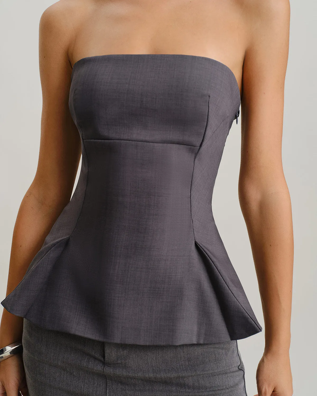 Grey Pleated Bustier sold by rihoas product image thumbnail 2