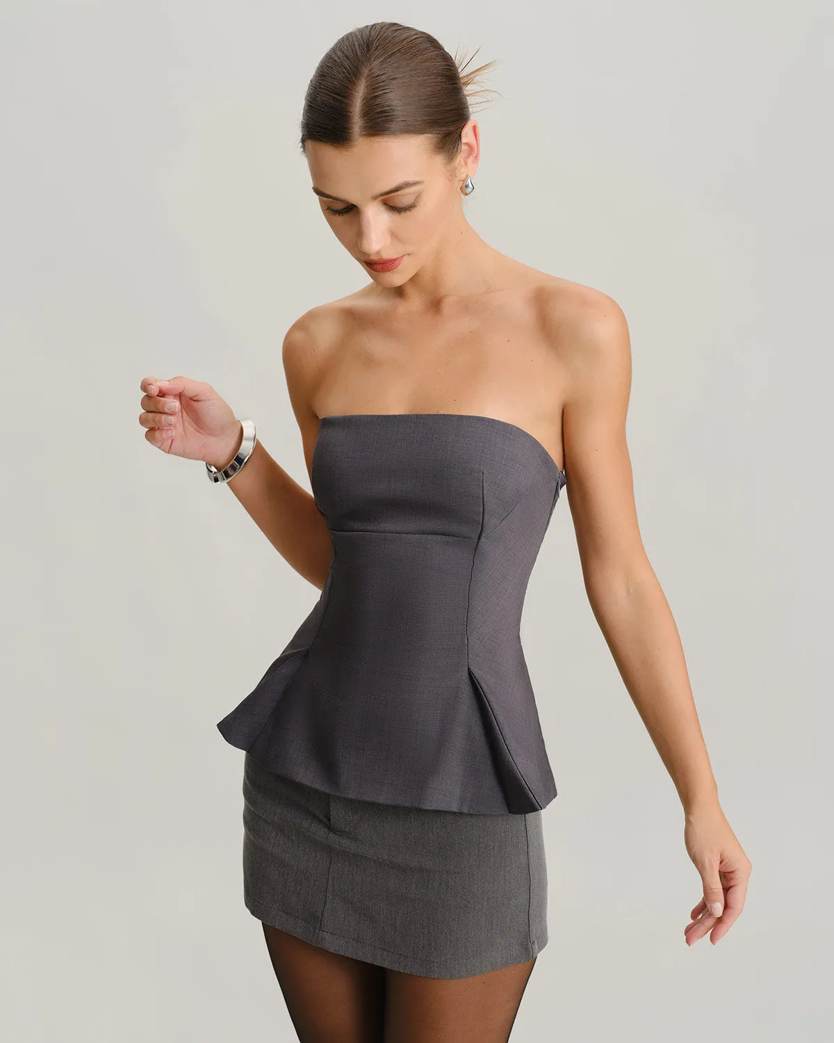 Grey Pleated Bustier sold by rihoas product image thumbnail 3