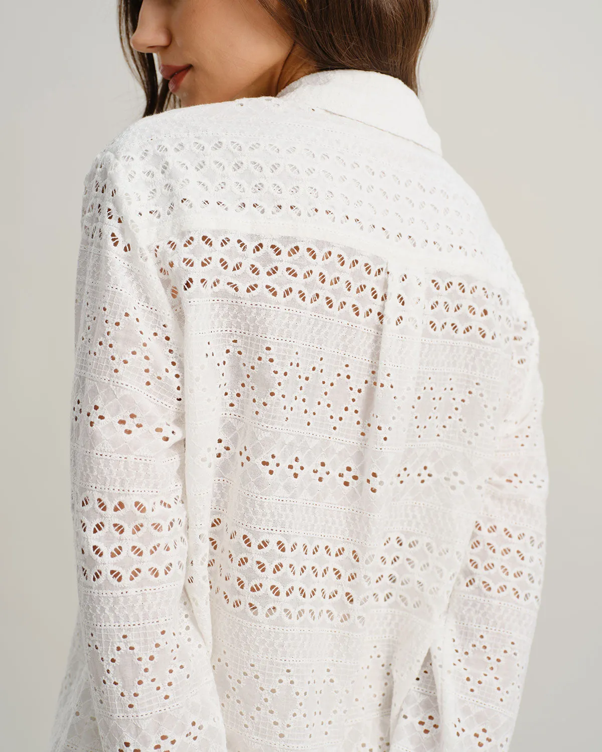 White Textured Loose Casual Shirt sold by rihoas product image thumbnail 2