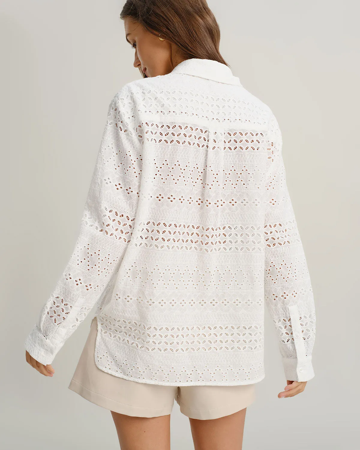 White Textured Loose Casual Shirt sold by rihoas product image thumbnail 4