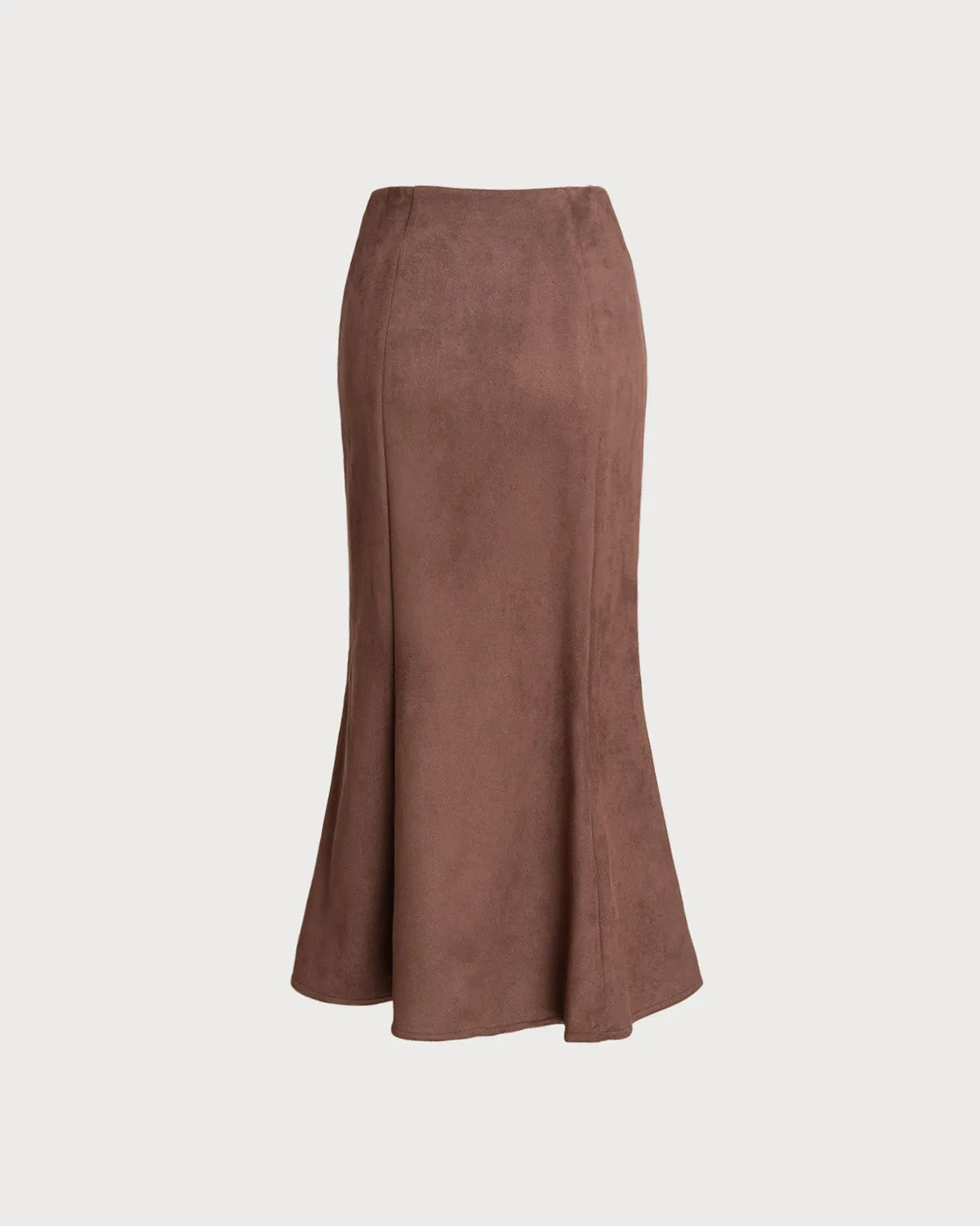 Brown Suede A-line Midi Skirt sold by rihoas