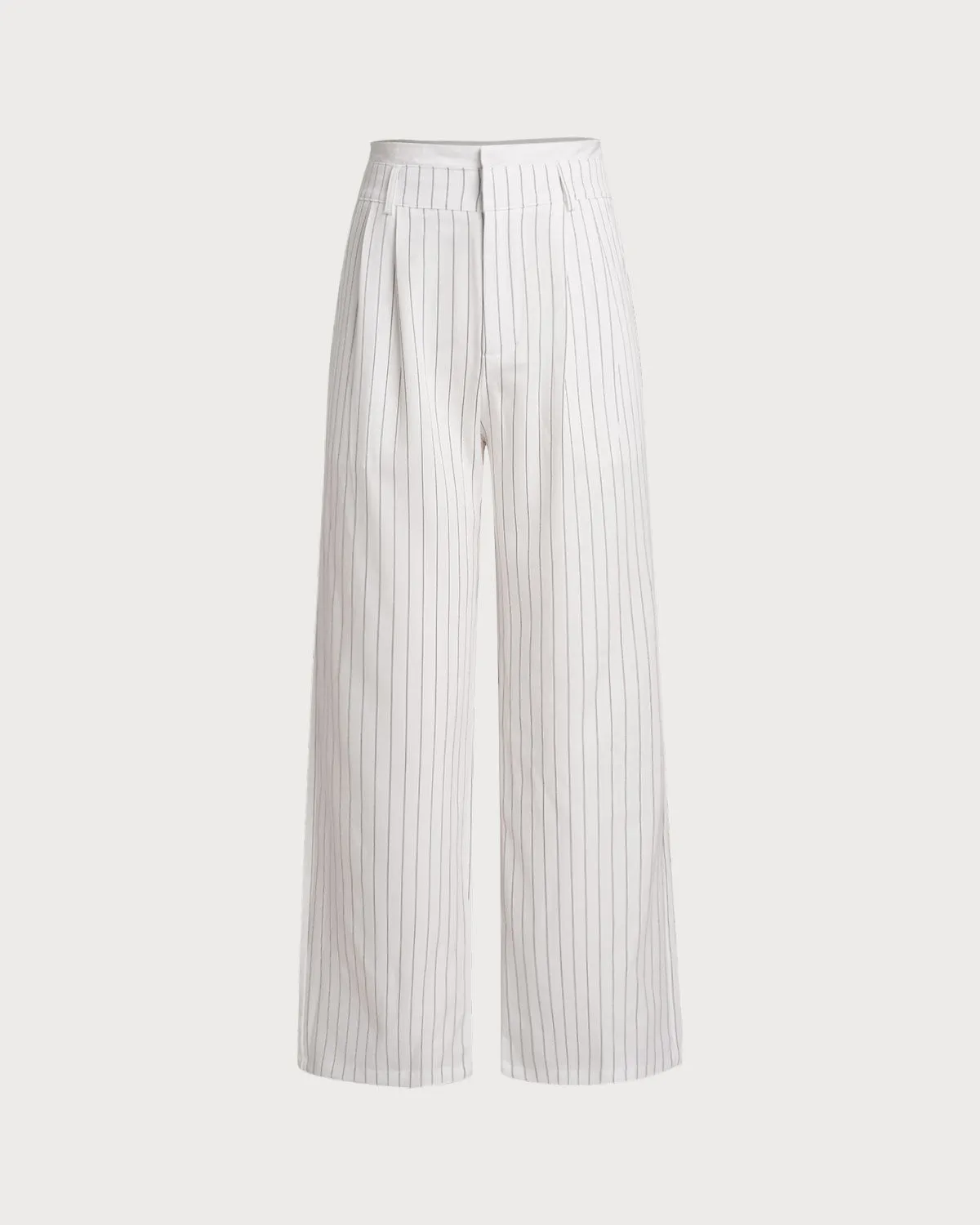 White Striped Straight Casual Pants sold by rihoas