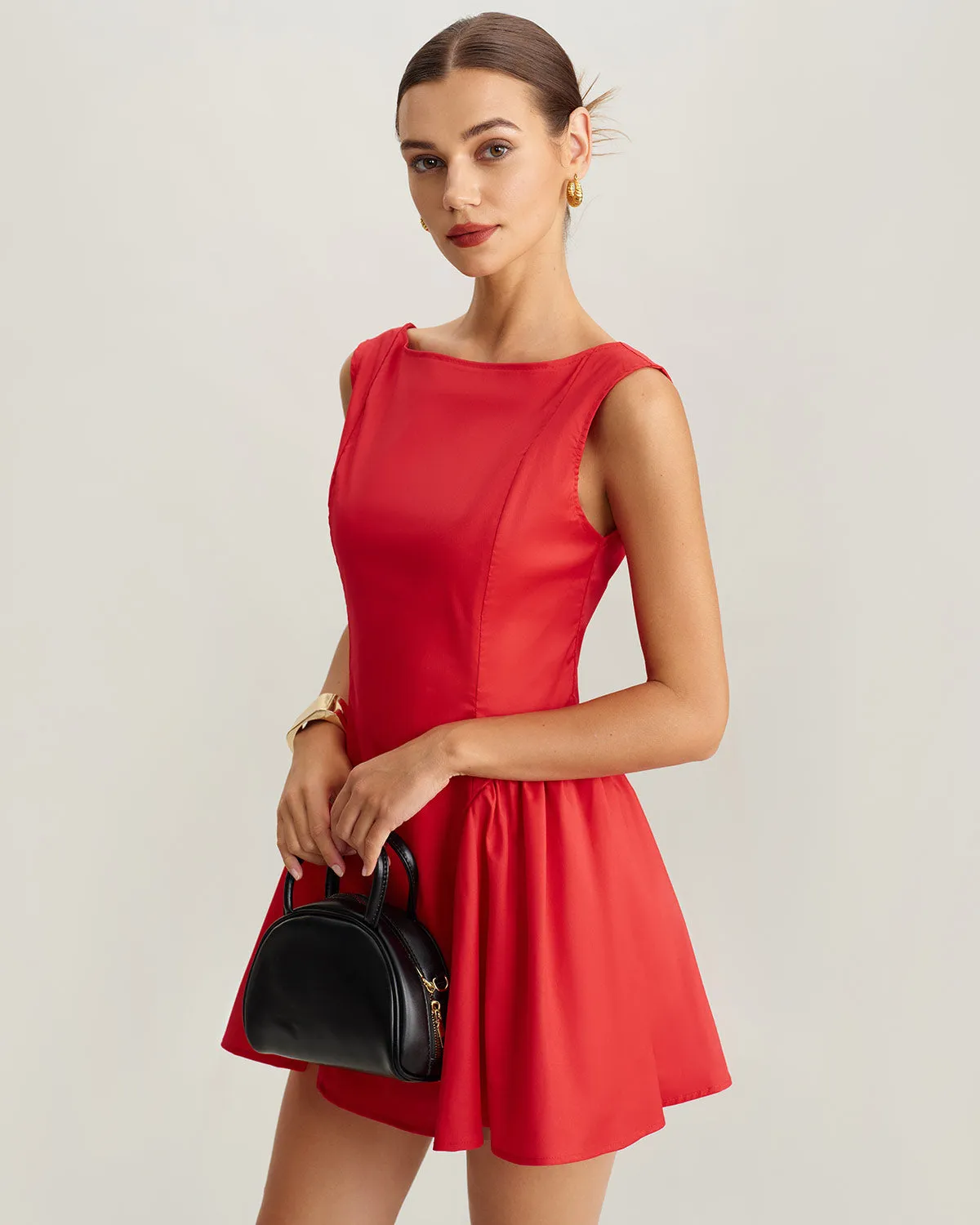 Red Ruched Sleeveless Mini Dress sold by rihoas product image thumbnail 3