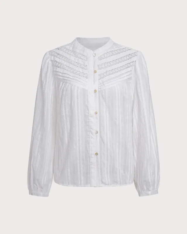 White Loose See Through Blouse sold by rihoas