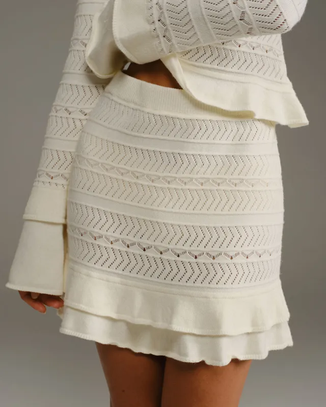 Beige High Waisted Knit Mini Skirt sold by rihoas