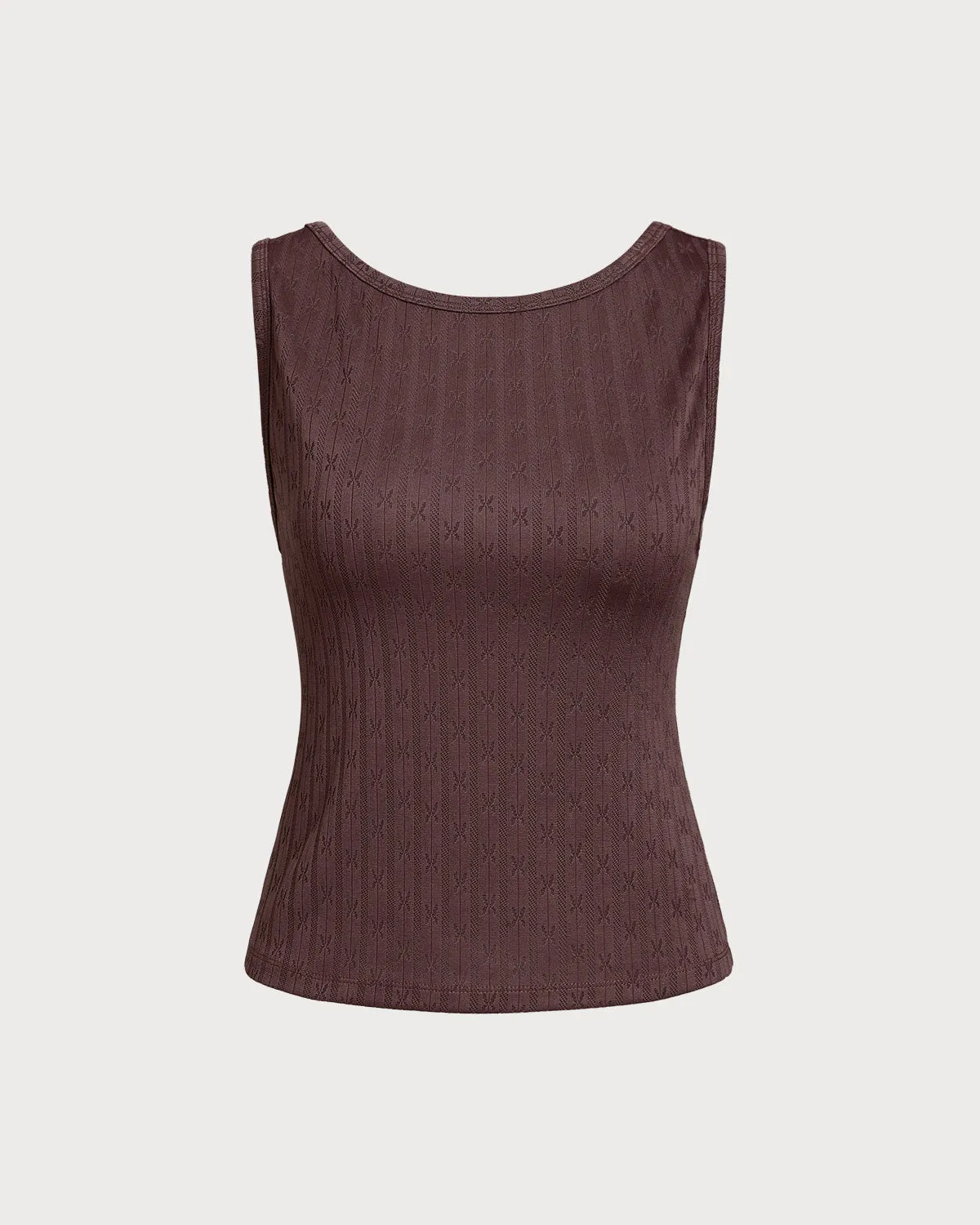 Coffee Boat Neck Ribbed Knit Tank Top sold by rihoas product image thumbnail 5