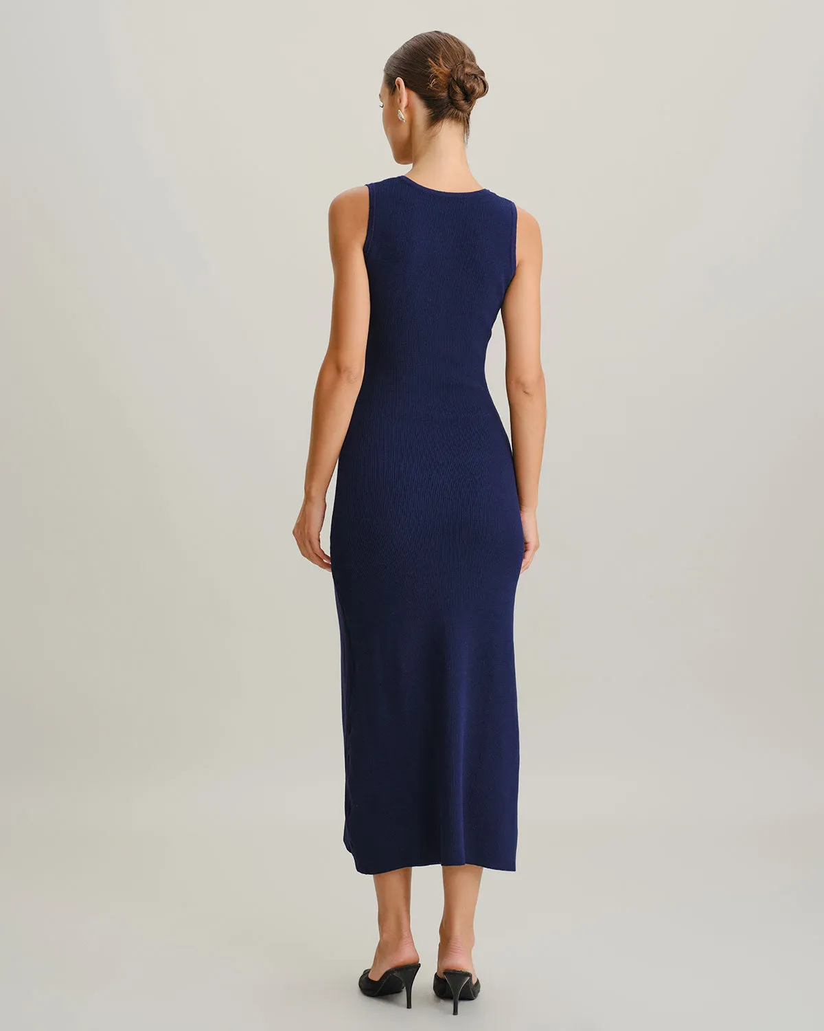 Blue U Neck Sleeveless Sweater Dress sold by rihoas product image thumbnail 5